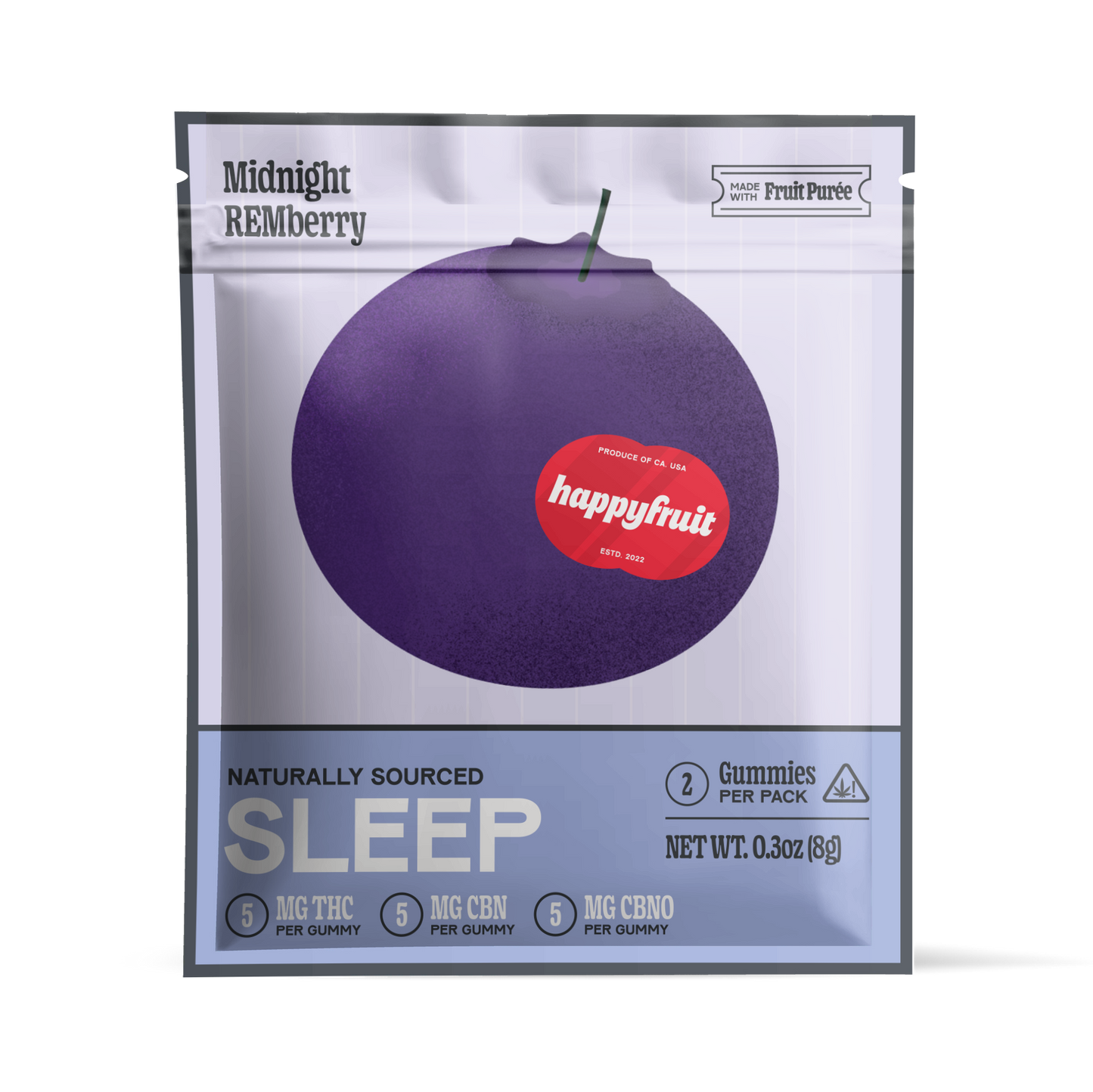 Happy Fruit Midnight REMberry - THC + CBN + CBNO Sleep Gummies with Elderberry