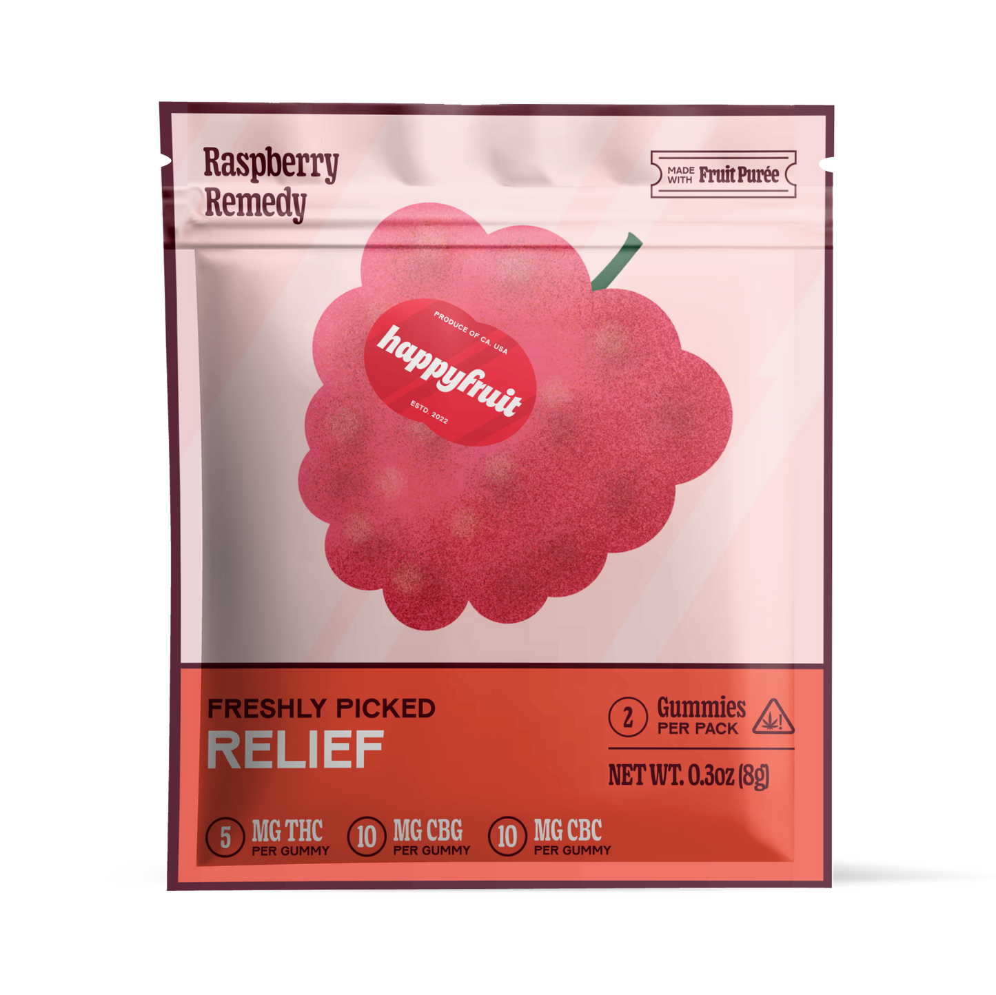 Happy Fruit Raspberry Remedy - THC + CBG + CBC Recovery & Comfort Gummies