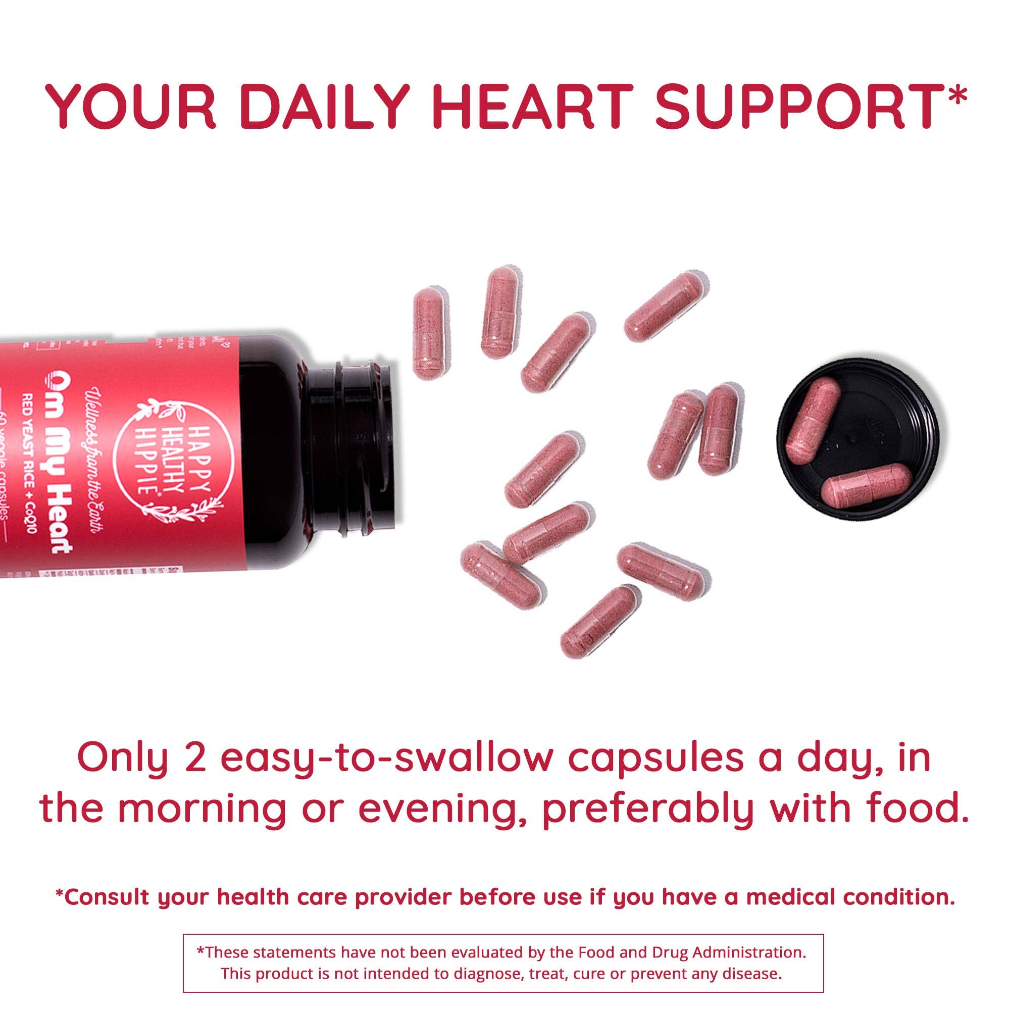 Red Yeast Rice + CoQ10 - Heart Health & Cholesterol Support Supplement
