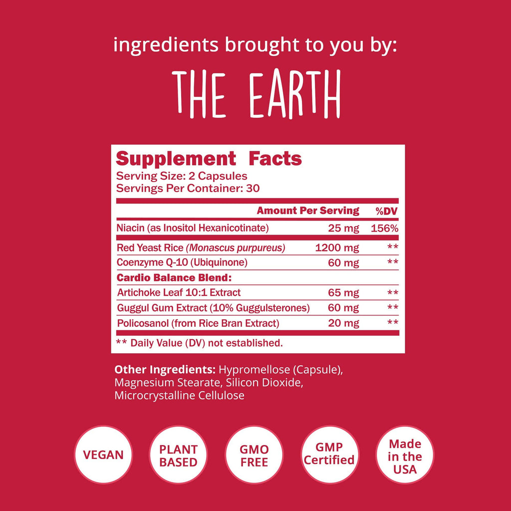 Red Yeast Rice + CoQ10 - Heart Health & Cholesterol Support Supplement