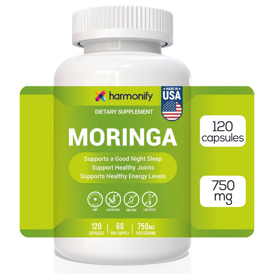 Moringa Capsules - Pure Moringa Powder - Supports Restful Sleep, Joint Comfort & Healthy Energy Levels - 120 Moringa Capsules - Made in USA, Gluten Free, GMO Free
