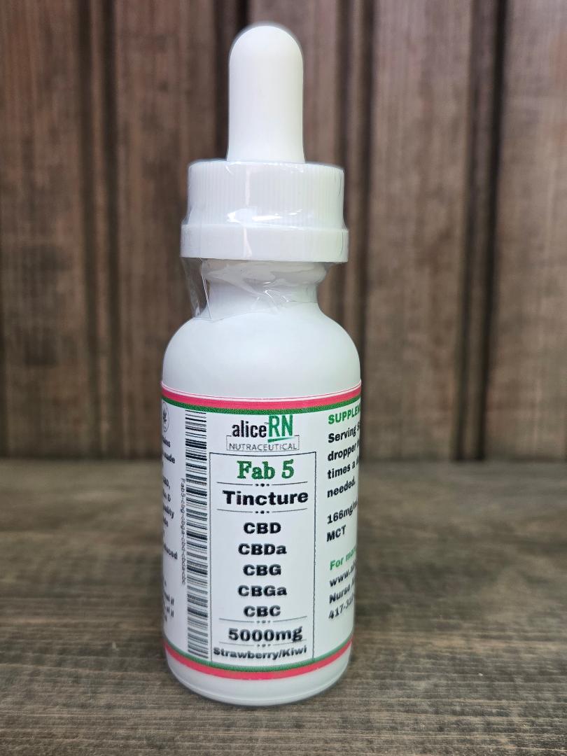AliceRN Fab5 - THC-Free CBD Cannabinoid Blend with CBG, CBDa & CBC
