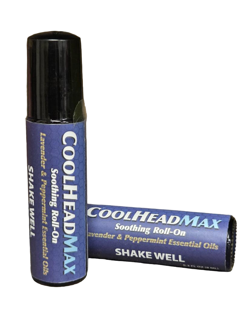 Two CoolHeadMax soothing roll-ons on a white background