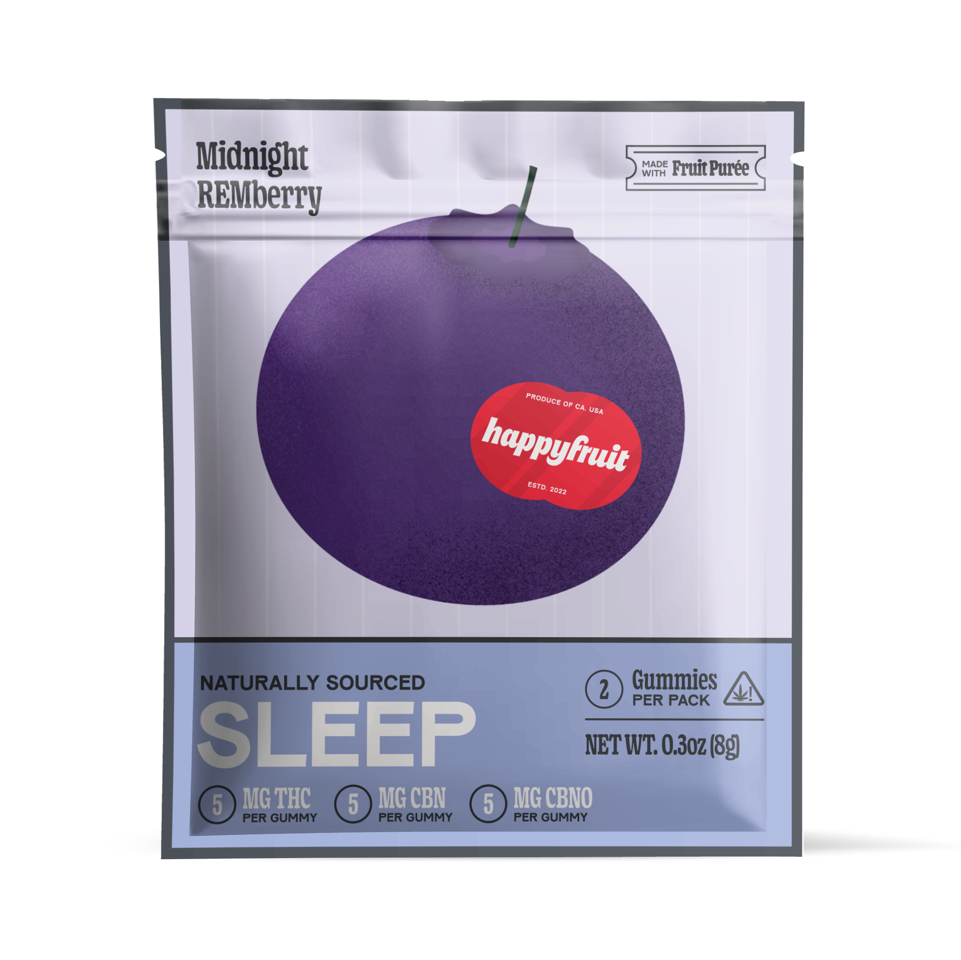 Happy Fruit Midnight REMberry - THC + CBN + CBNO Sleep Gummies with Elderberry