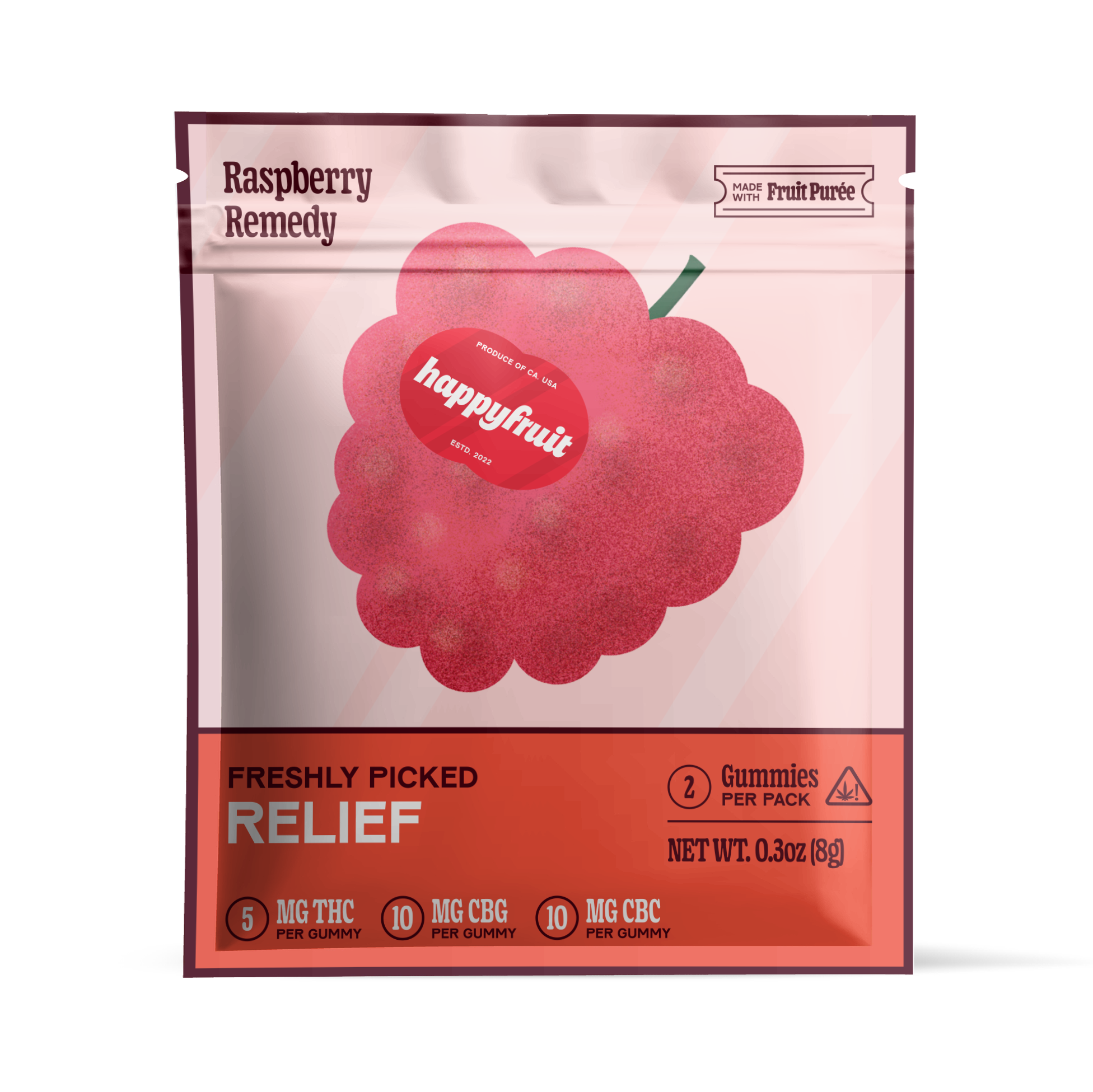 Happy Fruit Raspberry Remedy - THC + CBG + CBC Recovery & Comfort Gummies