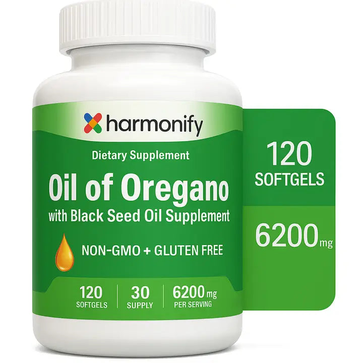 Harmonify Oil of Oregano with Black Seed - 6200mg Immune & Digestive Support