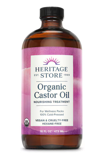 Heritage Store Organic Castor Oil - Cold-Pressed Hexane-Free for Wellness Packs