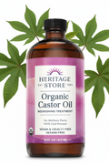 Heritage Store Organic Castor Oil - Cold-Pressed Hexane-Free for Wellness Packs