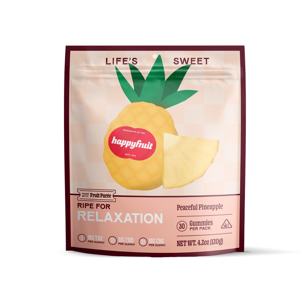 Happy Fruit Peaceful Pineapple - THC + CBD + CBG Calm & Balance Gummies