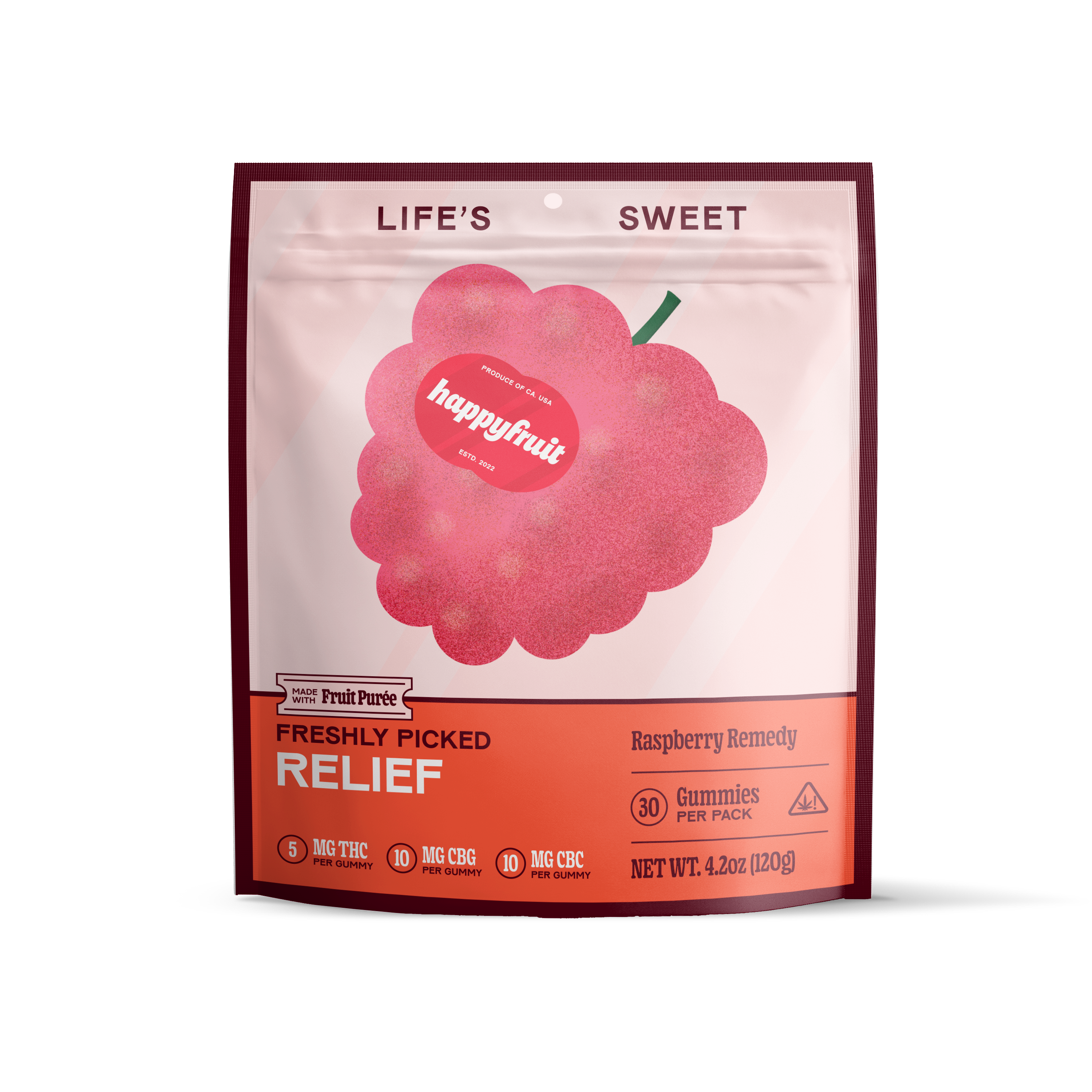Happy Fruit Raspberry Remedy - THC + CBG + CBC Recovery & Comfort Gummies