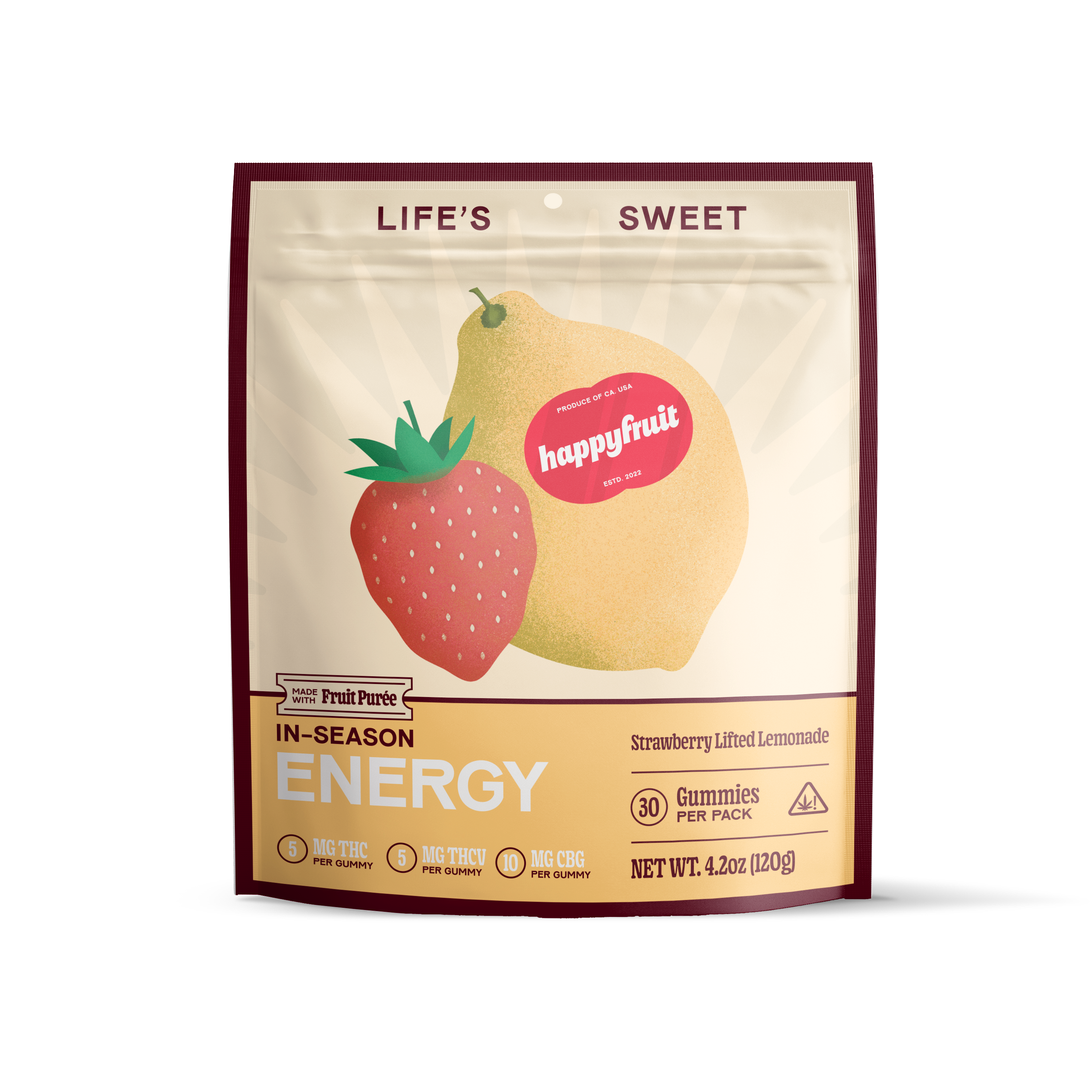 Happy Fruit Strawberry Lifted Lemonade - THC + THCV + CBG Energy Gummies