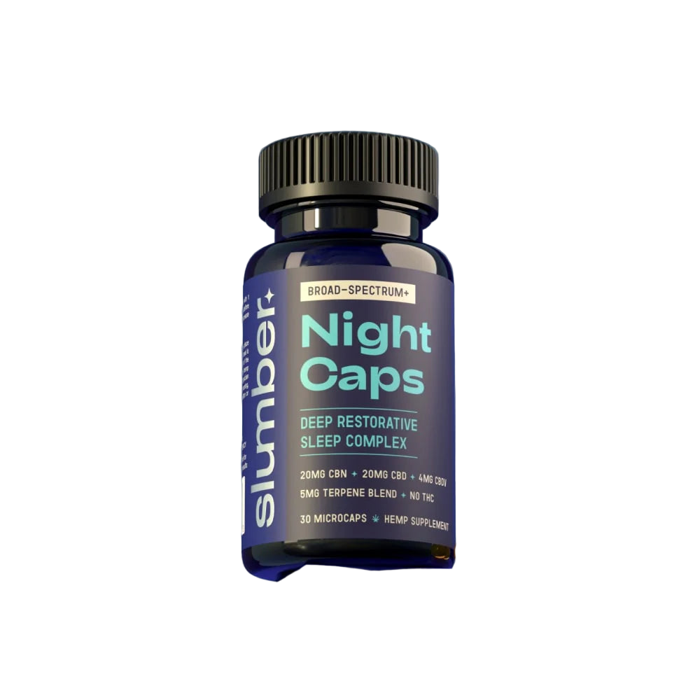 Bottle of Slumber Night Caps on a white background