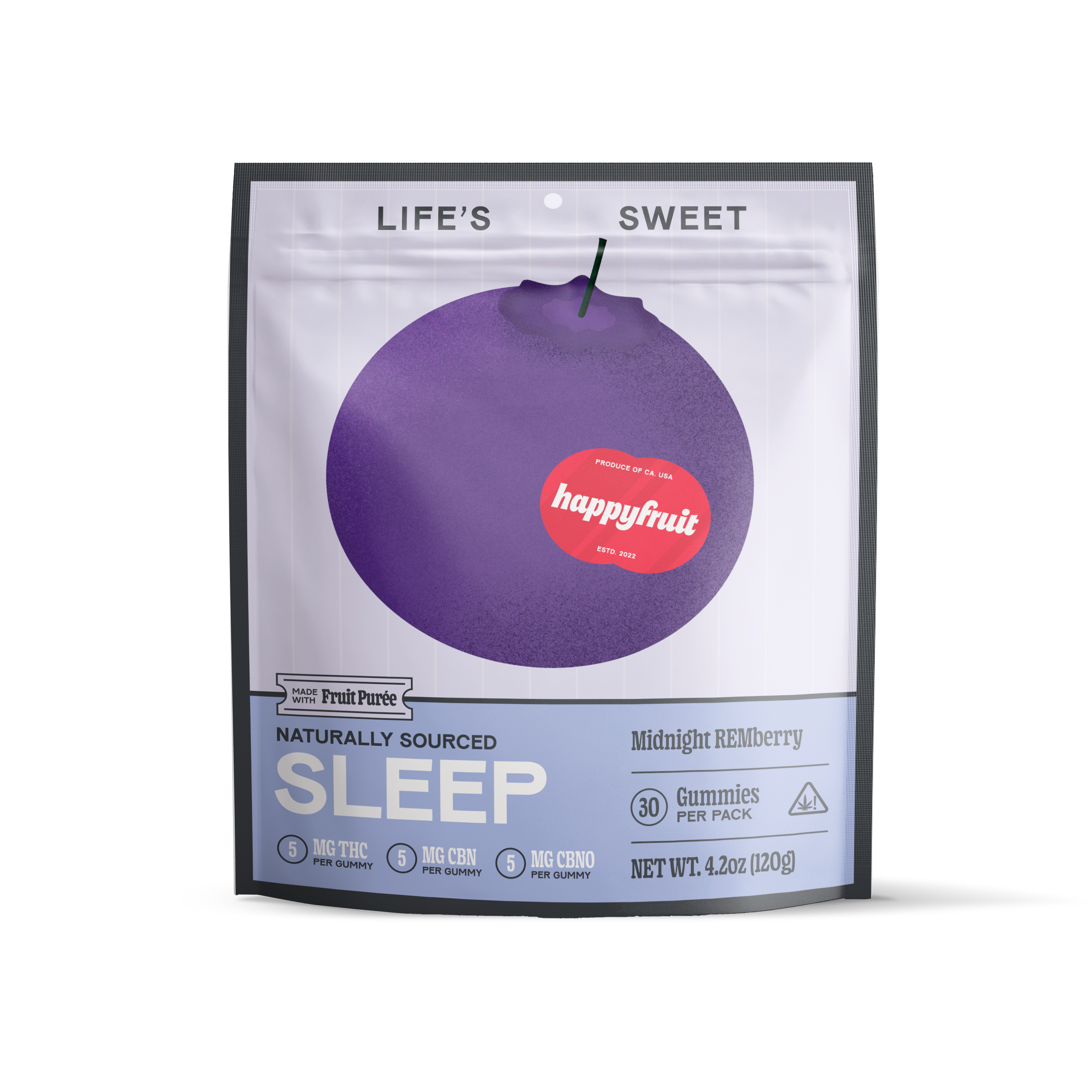 Happy Fruit Midnight REMberry - THC + CBN + CBNO Sleep Gummies with Elderberry